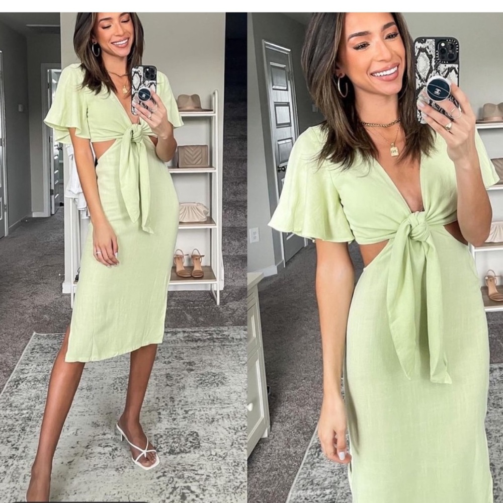 Vici Light Green Midi Dress